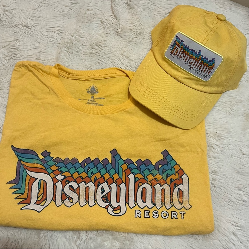 Disneyland Resort Yellow T-shirt and NWT Cap